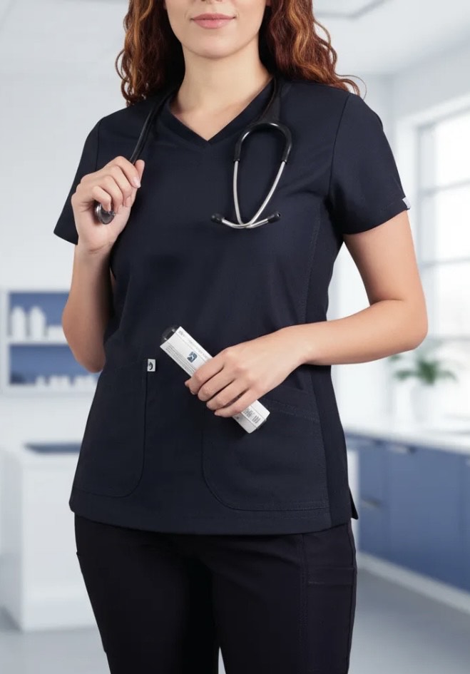 CHAQUETILLA CLINICA POLICOTON CON TELA AJUSTABLE EN LOS COSTADOS