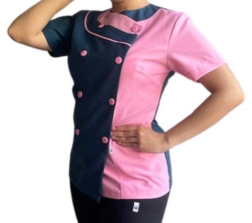 CHAQUETA DE COCINA PARA DAMA MANGA CORTA MODELO OPUESTOS