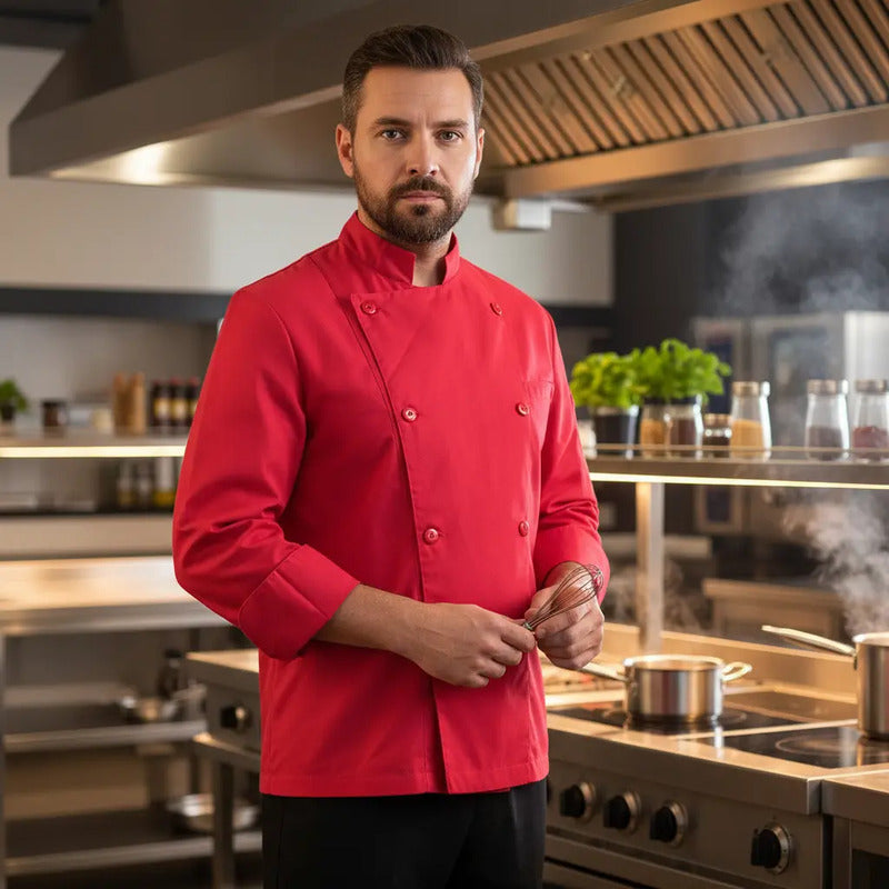Mandil Chaqueta Cocina Varon Manga Larga Algodon