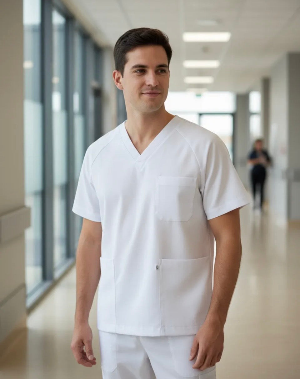 POLERA CLINICA TIPO PABELLON VARON ANTIFLUIDO