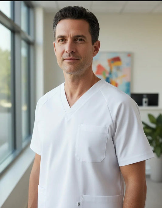 POLERA CLINICA TIPO PABELLON VARON ANTIFLUIDO