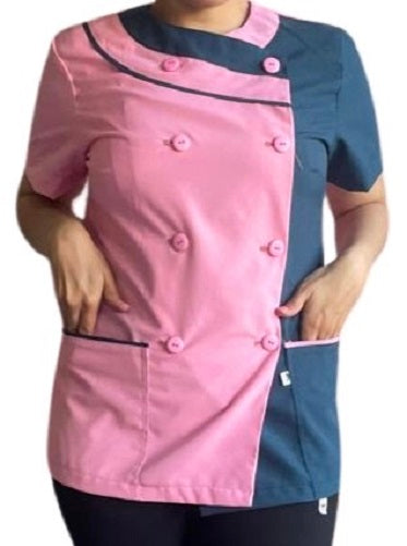 CHAQUETA DE COCINA PARA DAMA MANGA CORTA MODELO OPUESTOS